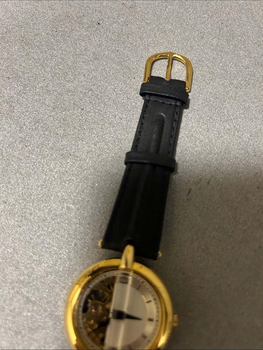 Unique dual face Women's Mechanical Watch with Black Leather Strap - Picture 4 of 8